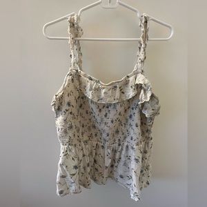 Old Navy White/Floral Print Peplum Tank Top size L